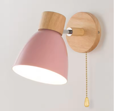 Houten Scandinavische Wandlamp – Moderne E27 Binnenverlichting met Schakelaar