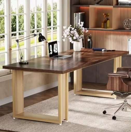 Groot Houten Bureau met Sled-Frame – 160 cm Werkblad
