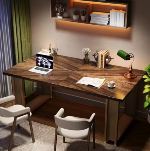 Groot Houten Bureau met Sled-Frame – 160 cm Werkblad