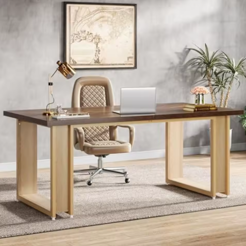 Groot Houten Bureau met Sled-Frame – 160 cm Werkblad