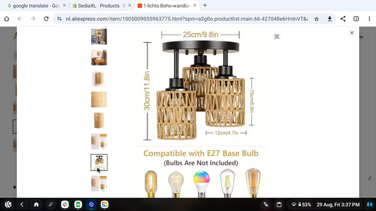 Boho Wandlamp – Handgeweven Henneptouw, Retro & Natuurlijk Design, E27