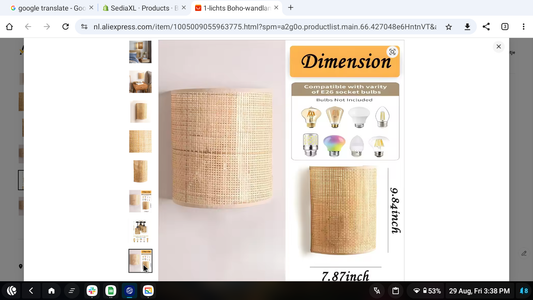 Boho Wandlamp – Handgeweven Henneptouw, Retro & Natuurlijk Design, E27