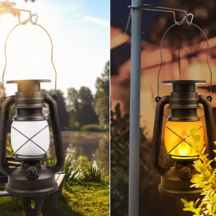 Retro Hangend Zonnelichtje – LED Stormlamp met Vlameffect, IP66 Waterdicht