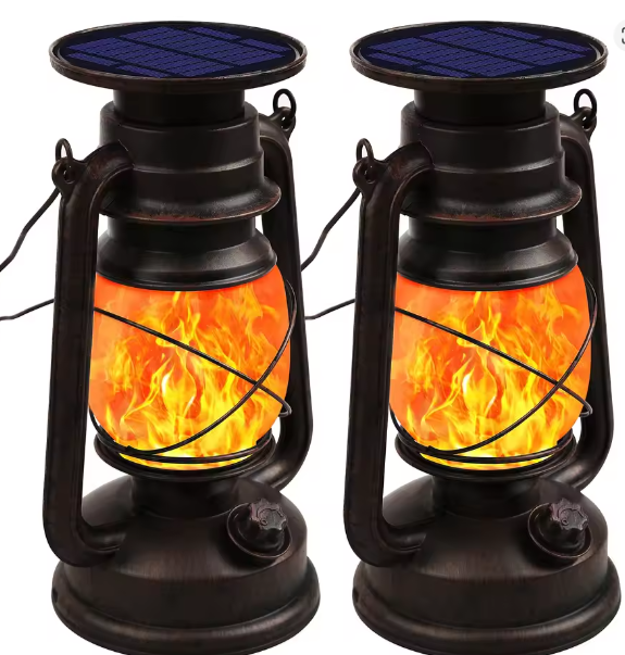 Retro Hangend Zonnelichtje – LED Stormlamp met Vlameffect, IP66 Waterdicht