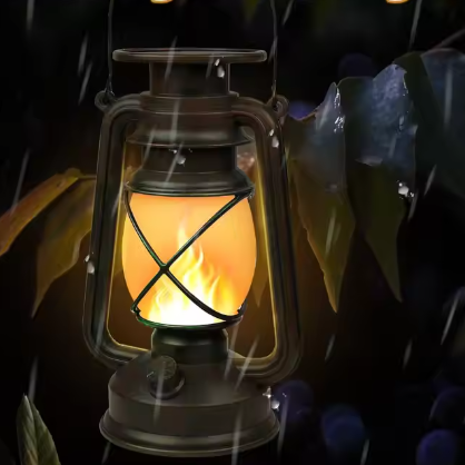 Retro Hangend Zonnelichtje – LED Stormlamp met Vlameffect, IP66 Waterdicht