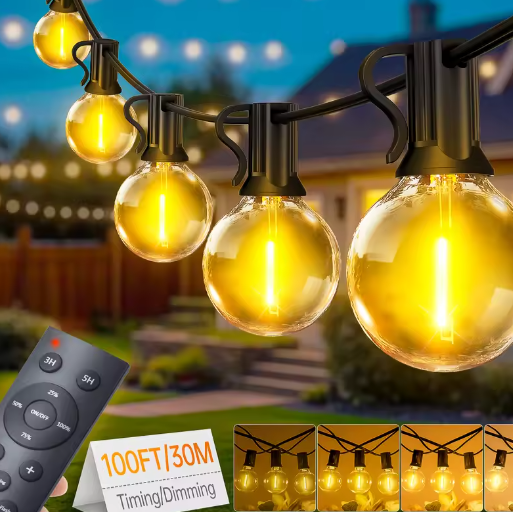 G40 LED Lichtslinger 30m – Warm Wit, IP65 Waterdicht, 40 Lampen