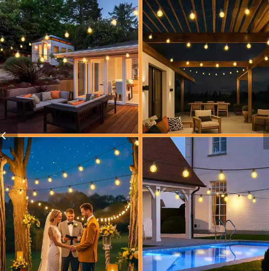 G40 LED Lichtslinger 30m – Warm Wit, IP65 Waterdicht, 40 Lampen