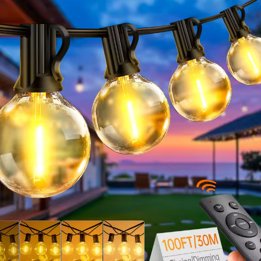 G40 LED Lichtslinger 30m – Warm Wit, IP65 Waterdicht, 40 Lampen