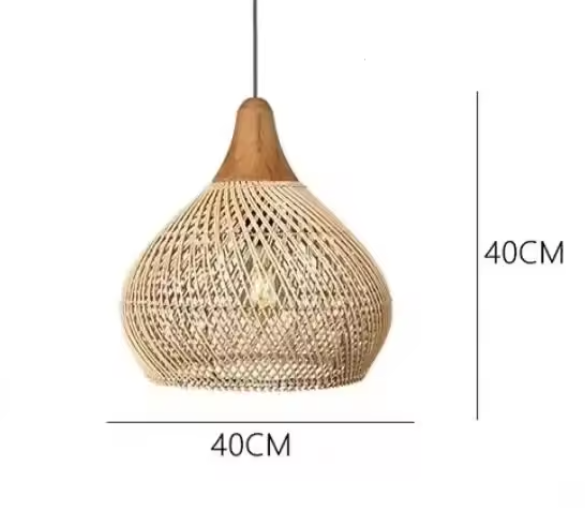 Vintage Boho Rotan Hanglamp – Handgemaakte E27 Plafondlamp voor Eetkamer & Woonkamer