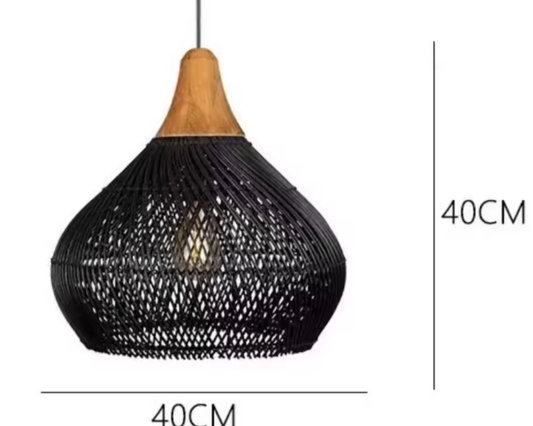 Vintage Boho Rotan Hanglamp – Handgemaakte E27 Plafondlamp voor Eetkamer & Woonkamer