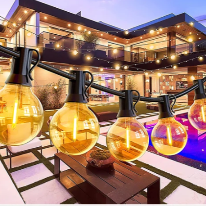 Solar Lichtslinger 12M – 30 LED G40 Lampen, USB & Zonnepaneel, Waterdicht en Onbreekbaar