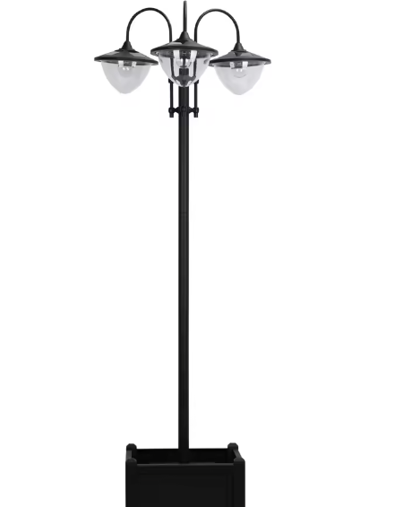 Solar Tuinlantaarn met 18 LED Lampjes – 189 cm Hoog, Waterdicht IP44, Met Sensor en Bloempotbasis