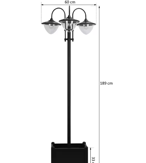 Solar Tuinlantaarn met 18 LED Lampjes – 189 cm Hoog, Waterdicht IP44, Met Sensor en Bloempotbasis