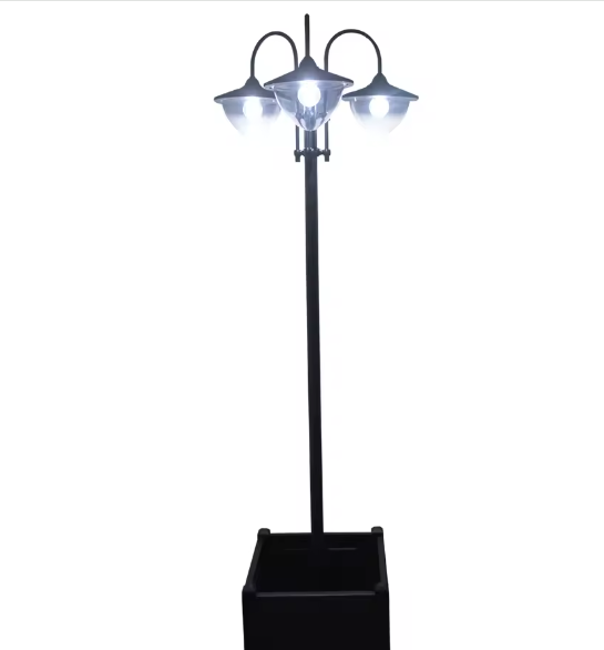 Solar Tuinlantaarn met 18 LED Lampjes – 189 cm Hoog, Waterdicht IP44, Met Sensor en Bloempotbasis