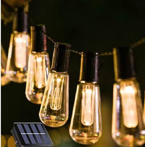Solar Lichtslinger 15M – 100 LED Edison Lampen, Retro & Waterdicht IP65