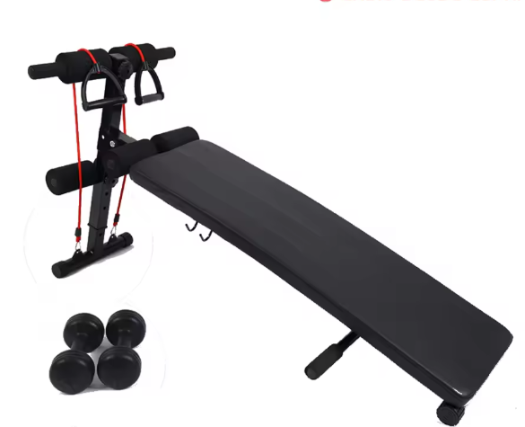 Verstelbare Buikbank met Halters & Weerstandsspanners – Opvouwbare Fitnessbank voor Thuis