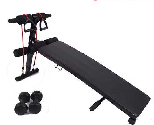 Verstelbare Buikbank met Halters & Weerstandsspanners – Opvouwbare Fitnessbank voor Thuis
