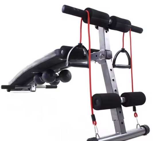 Verstelbare Buikbank met Halters & Weerstandsspanners – Opvouwbare Fitnessbank voor Thuis