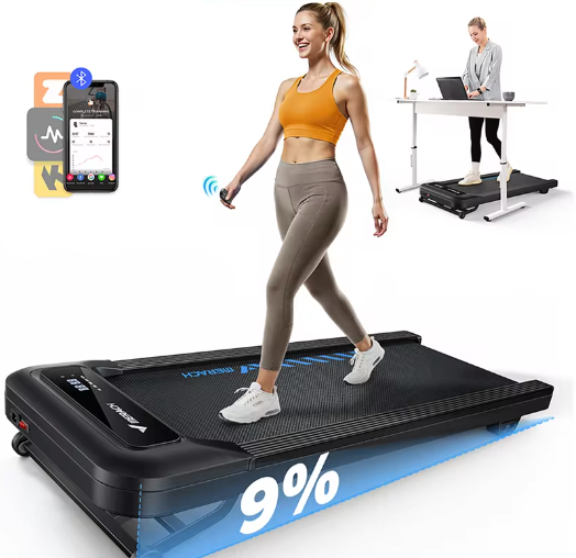 Stille onder-bureau loopband – Elektrisch met helling & LED