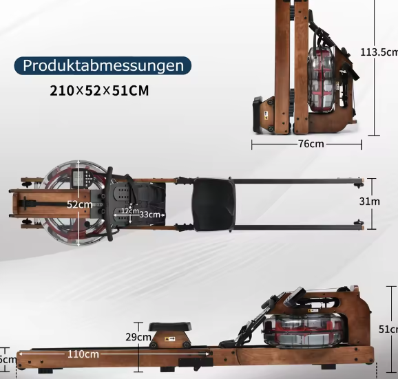 Inklapbare Waterroeimachine – Houten Frame & App-ondersteuning