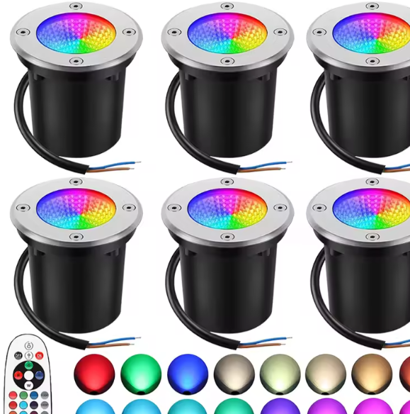 RGBW LED Grondspot 10W – Waterdichte Buitenlamp met Afstandsbediening, 12V Tuin- en Padverlichting