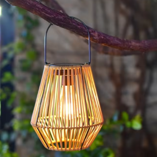 Rotan Solar Hanglamp – Waterdichte Bamboe Lantaarn voor Tuin & Terras