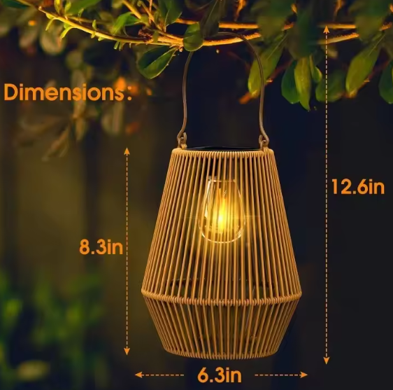 Rotan Solar Hanglamp – Waterdichte Bamboe Lantaarn voor Tuin & Terras