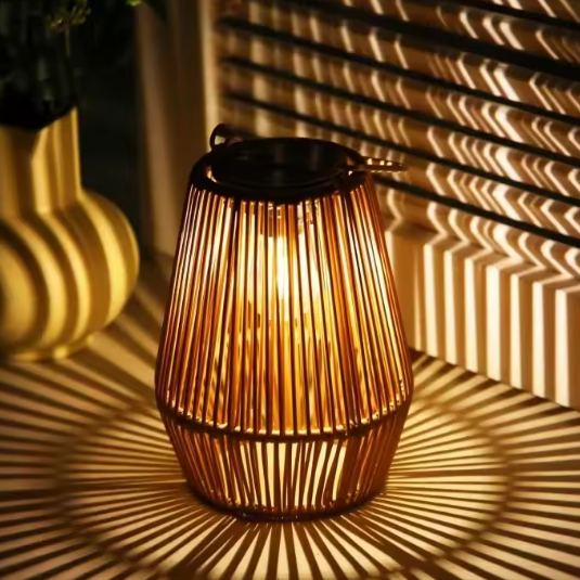 Rotan Solar Hanglamp – Waterdichte Bamboe Lantaarn voor Tuin & Terras