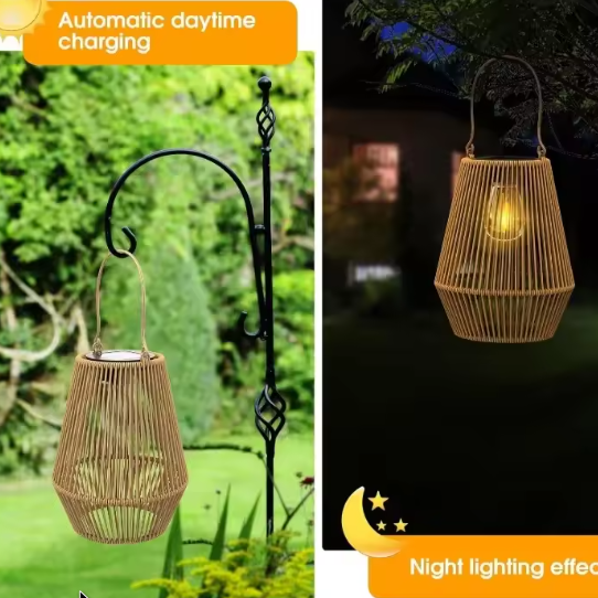 Rotan Solar Hanglamp – Waterdichte Bamboe Lantaarn voor Tuin & Terras