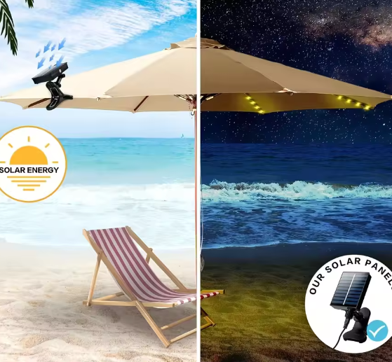 Solar Parapluverlichting 10 m – Waterdichte Lichtslinger met 8 Modi