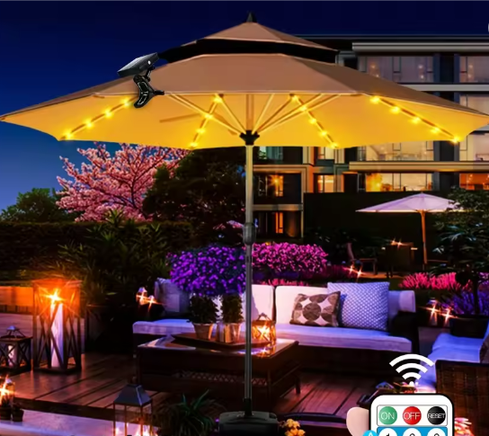 Solar Parapluverlichting 10 m – Waterdichte Lichtslinger met 8 Modi