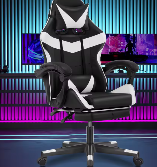 Ergonomische massage-gamingstoel – Verstelbare bureaustoel met lendensteun