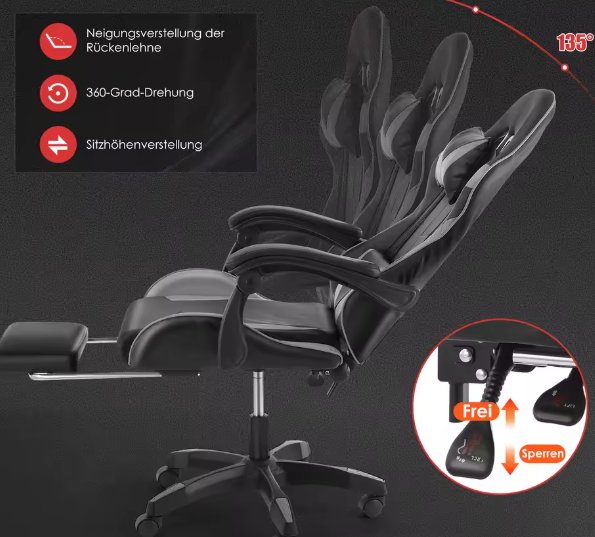 Ergonomische Gamingstoel – Massage & Verstelbare Bureaustoel