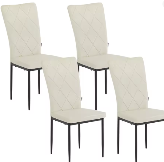 Set van 4 Keukenstoelen met Hoge Rugleuning – Gestoffeerde Eetkamerstoelen met Metalen Poten, Modern en Comfortabel