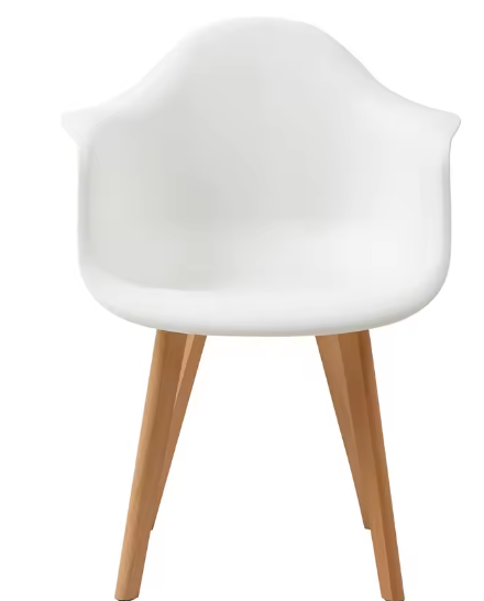 Set van 2 Kunststof Eetkamerstoelen – Scandinavisch Design met Beukenhouten Poten