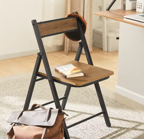 Opvouwbare Klapstoel – Metaal & Houtlook, Compact en Stevig