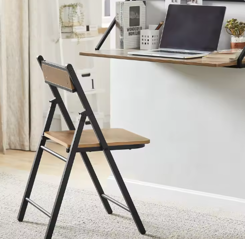 Opvouwbare Klapstoel – Metaal & Houtlook, Compact en Stevig