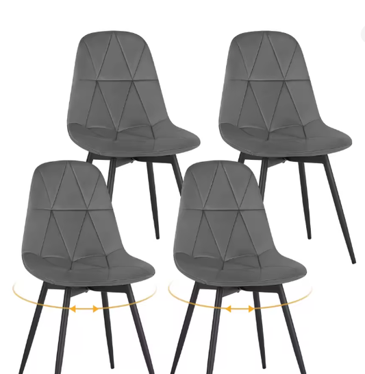 Set van 4 Draaibare Eetkamerstoelen – Fluweel/Kunstleer, Ergonomisch, Metalen Frame