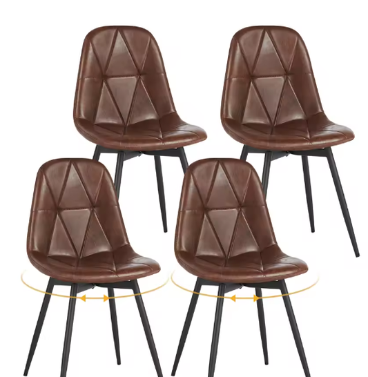 Set van 4 Draaibare Eetkamerstoelen – Fluweel/Kunstleer, Ergonomisch, Metalen Frame
