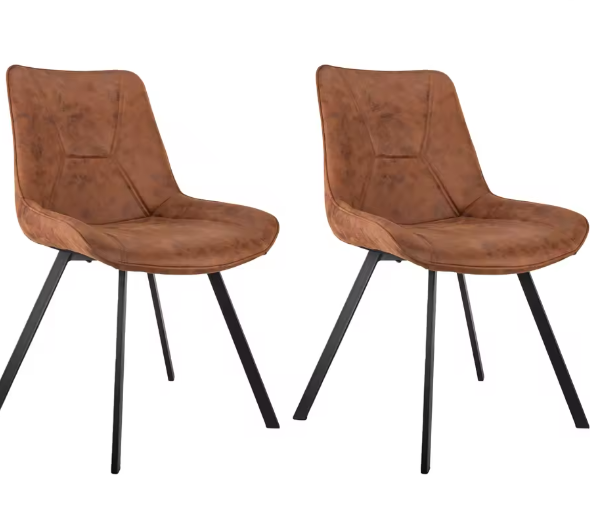 Set van 2 Ergonomische Eetkamerstoelen – Armleuning, Waterdicht, Krasbestendig, Gestoffeerd