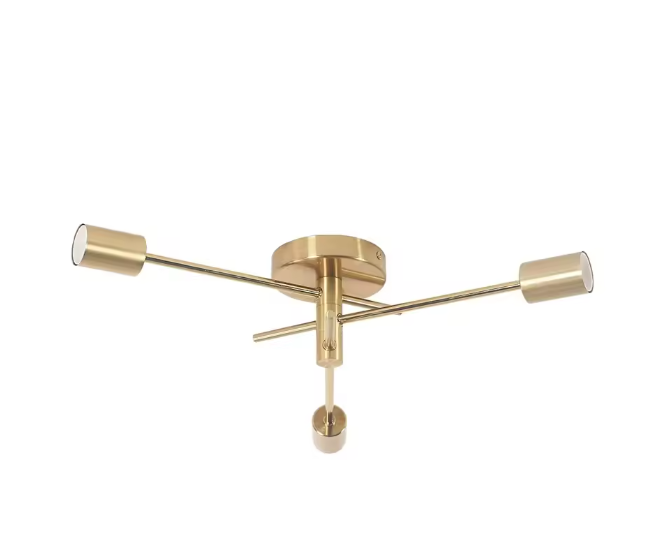 Gouden Plafondlamp met 3 E27 Fittingen – Retro Industriële Stijl