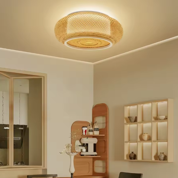 Rotan Hanglamp – Handgeweven Bamboe Plafondlamp, Modern & Minimalistisch