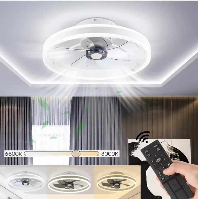 Moderne LED Plafondventilator – 50W Dimbare Plafondlamp met Afstandsbediening, 50 cm