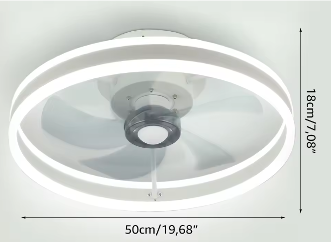 Moderne LED Plafondventilator – 50W Dimbare Plafondlamp met Afstandsbediening, 50 cm