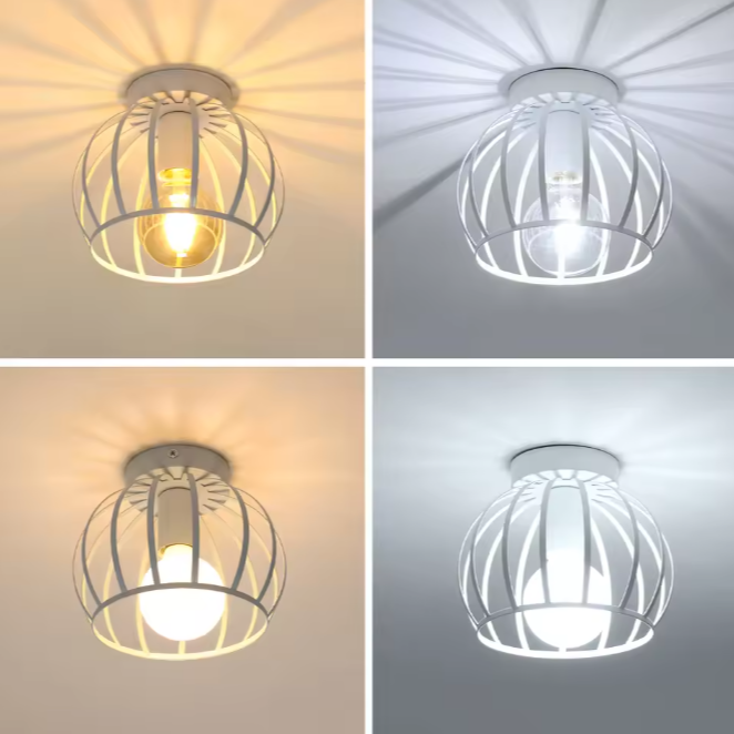 Vintage Plafondlamp – Metalen Kooi Ontwerp met E27 Fitting
