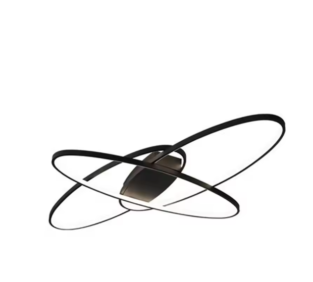 Moderne Geometrische LED Plafondlamp – 70W Zwart, Dimbaar met Afstandsbediening