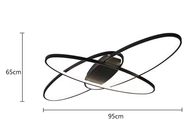 Moderne Geometrische LED Plafondlamp – 70W Zwart, Dimbaar met Afstandsbediening