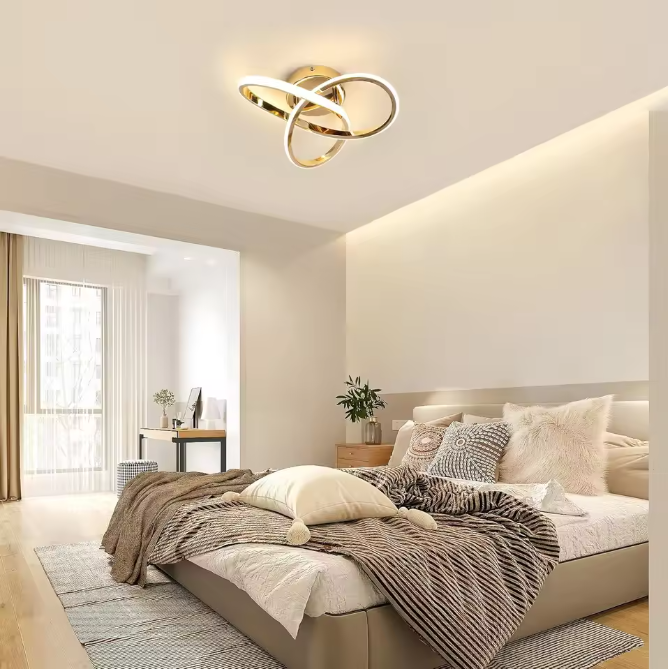 Moderne LED Plafondlamp – Gebogen Design voor Slaapkamer, Woonkamer & Keuken
