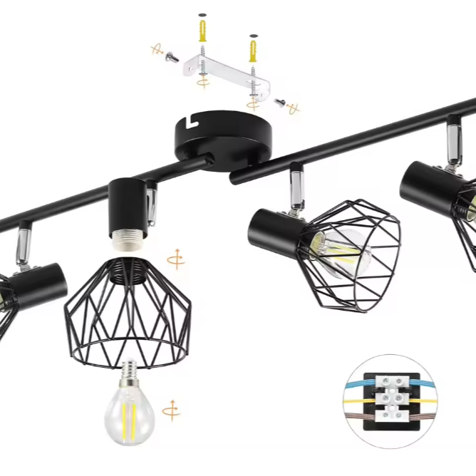 LED Spotlightset 4-Vlam – Draaibare Plafond- & Wandlamp, E14