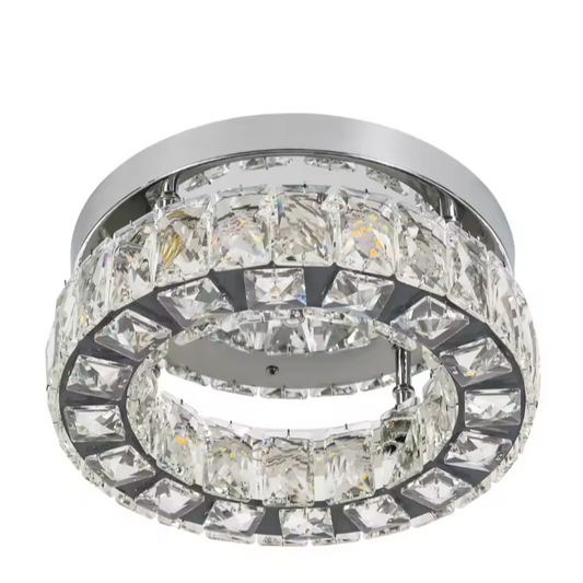 Moderne Kristallen Kroonluchter – Ronde LED Plafondlamp met Afstandsbediening